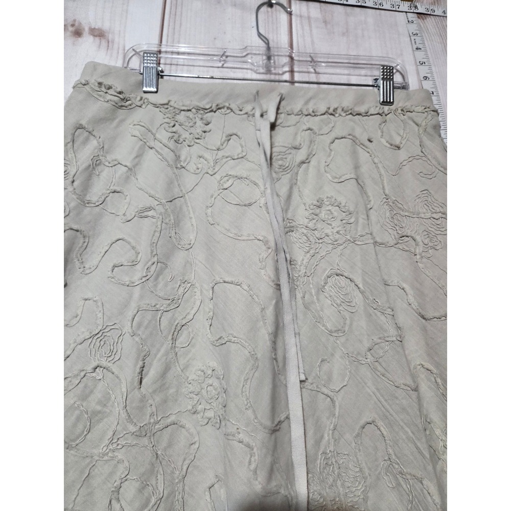 Max Studio Women's Beige Embroidered Cotton Blend A-Line‎ Midi Skirt Size L - Picture 3 of 7